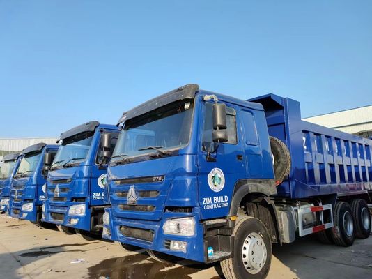 Handgeschakelde transmissie type 6×4 aandrijving Wiel Sinotruck HOWO Blauwe dumptruck 10 banden