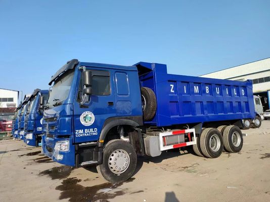 Handgeschakelde transmissie type 6×4 aandrijving Wiel Sinotruck HOWO Blauwe dumptruck 10 banden