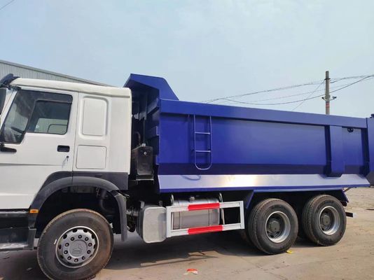 Sinotruck HOWO 6*4 Dump Truck Tweedehands Truck 10 banden Wit en blauw U-type voor ladingen