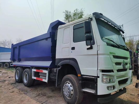 Sinotruck HOWO 6*4 Dump Truck Tweedehands Truck 10 banden Wit en blauw U-type voor ladingen