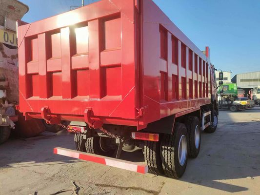 10 banden Rood HOWO 6*4 Dump Truck en tweedehands 351-450 pk met Radial ontwerp